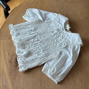 Zara cotton white smocked top
